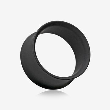 A Pair of Matte Black Steel Double Flared Ear Gauge Tunnel Plug-Black